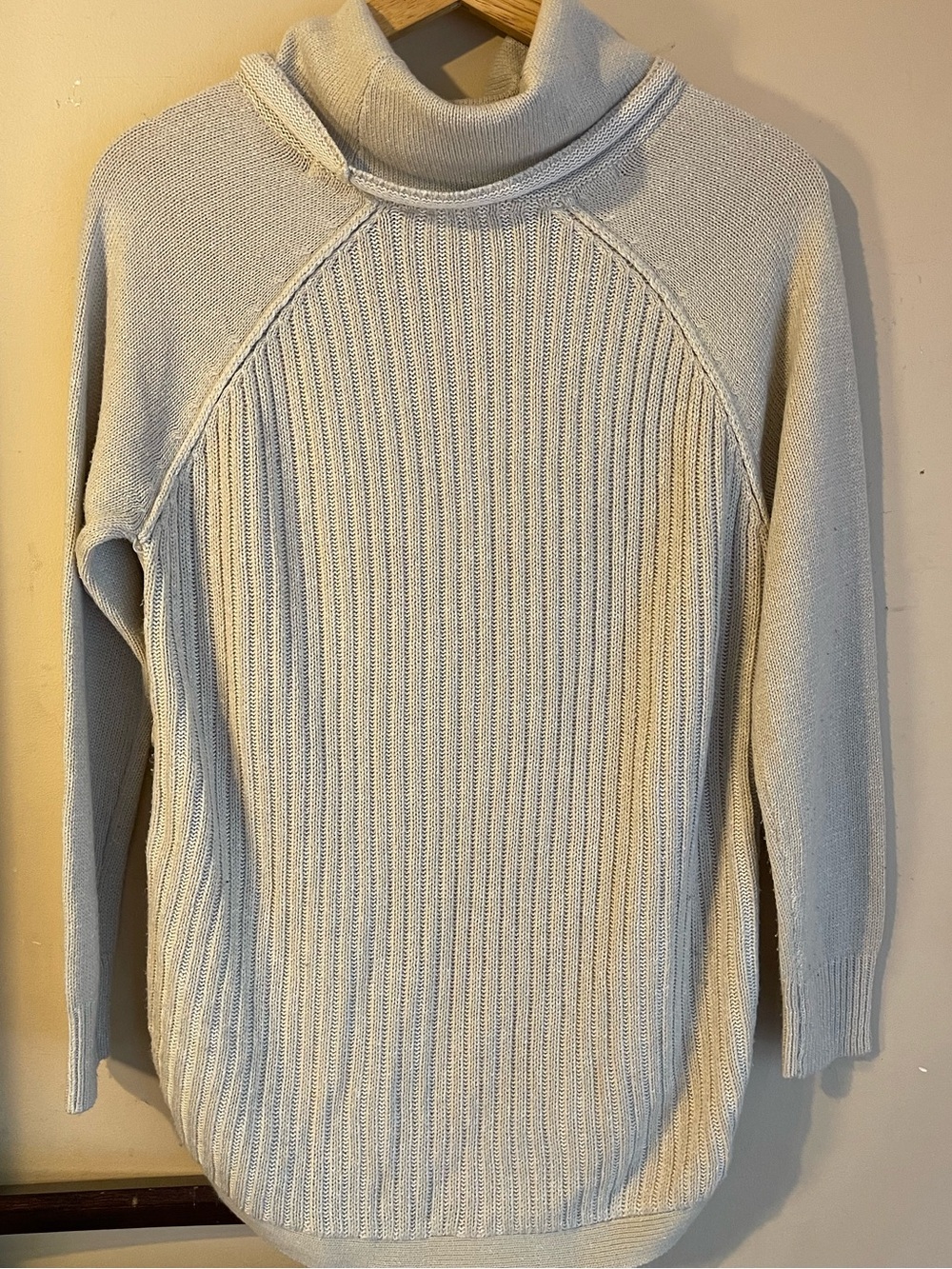 Cloth by RD Cream Ribbed Cowl Neck Side Button High Low Tunic Sweater L - Picture 2 of 8